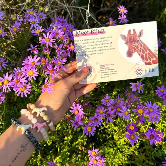 Giraffe Tracking Bracelet Stone Stainless Steel Unisex Eco Gift - Picture 3 of 7